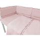 Lenjerie patut cu 5 piese, MimiNu, Pentru patut 120x60 cm, Cu volanase, Cu pilota si perna, Din bumbac certificat Oeko Tex Standard 100, Colectia Royal, Powder Pink