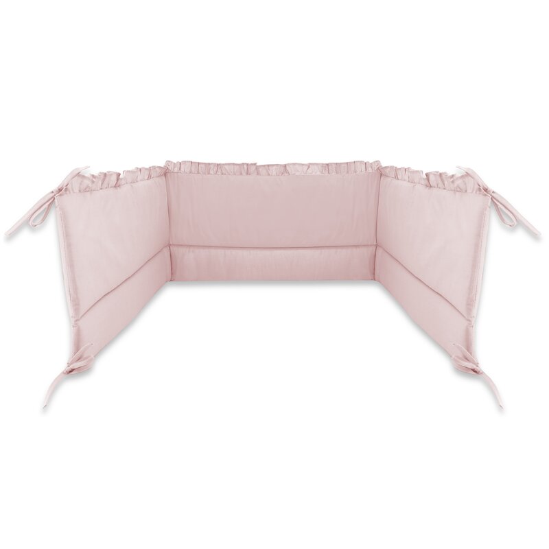 Lenjerie patut cu 5 piese, MimiNu, Pentru patut 120x60 cm, Cu volanase, Cu pilota si perna, Din bumbac certificat Oeko Tex Standard 100, Colectia Royal, Powder Pink - gogobaby.ro