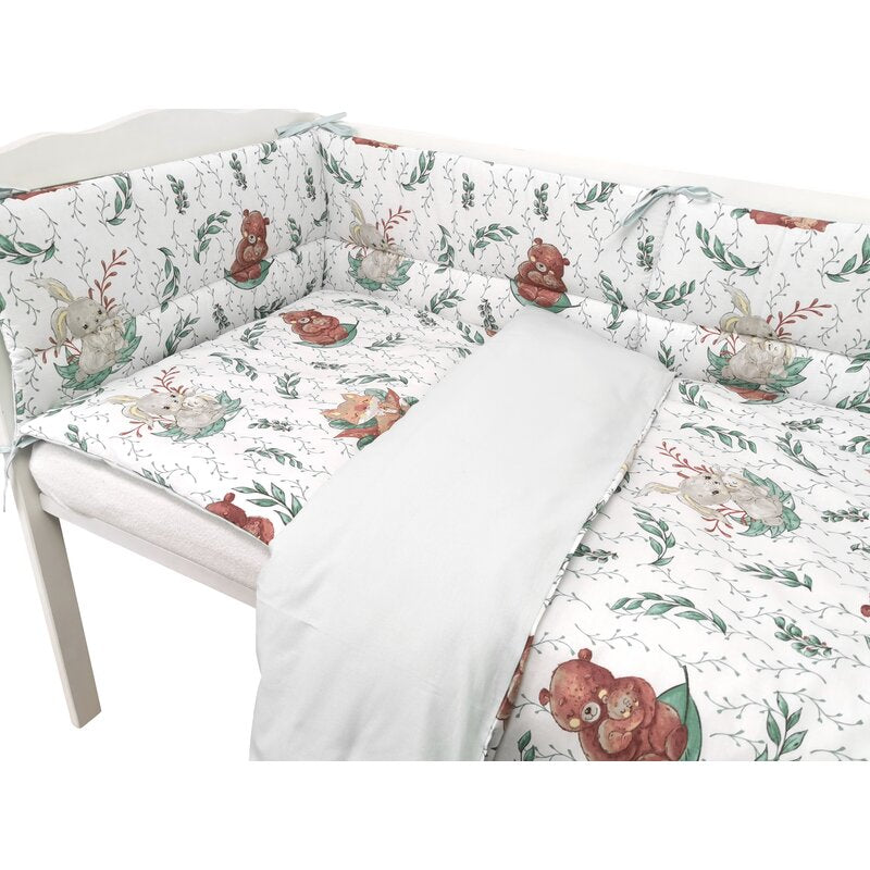 Lenjerie patut cu 6 piese, MimiNu, Pentru patut 120x60 cm, Cu pilota si perna, Cu doua aparatori laterale, Din bumbac certificat Oeko Tex Standard 100, Lulu Natural