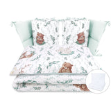 Lenjerie patut cu 6 piese, MimiNu, Pentru patut 120x60 cm, Cu pilota si perna, Cu doua aparatori laterale, Din bumbac certificat Oeko Tex Standard 100, Lulu Natural