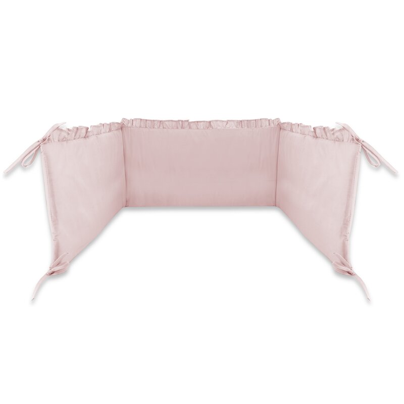 Lenjerie patut cu 6 piese, MimiNu, Pentru patut 120x60 cm, Cu volanase, Cu pilota si perna, Cu doua aparatori laterale, Din bumbac certificat Oeko Tex Standard 100, Colectia Royal, Powder Pink