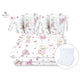 Lenjerie patut cu 6 piese, MimiNu, Pentru patut 120x60 cm, Cu pilota si perna, Cu doua aparatori laterale, Din bumbac certificat Oeko Tex Standard 100, Design, Pink Ballerina
