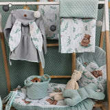 Set paturica de infasat, MimiNu, Cu doua fete, Dimensiune 75x75 cm + Perna bebelusi profilata, Cu doua fete, Cu functie anti-soc, 23x26 cm, Materiale certificate Oeko Tex Standard 100, Lulu Natural