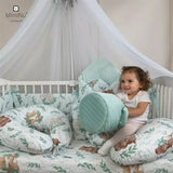 Set pentru carucior, MimiNu, Cu pernuta si paturica, Cu huse detasabile si lavabile, Din bumbac certificat Oeko Tex Standard 100, Lulu Natural