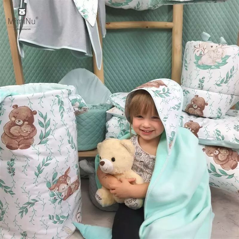 Set pentru carucior, MimiNu, Cu pernuta si paturica, Cu huse detasabile si lavabile, Din bumbac certificat Oeko Tex Standard 100, Lulu Natural