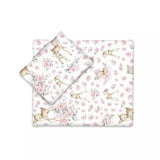 Set pentru carucior, MimiNu, Cu pernuta si paturica, Cu huse detasabile si lavabile, Din bumbac certificat Oeko Tex Standard 100, Sweet deer Pink