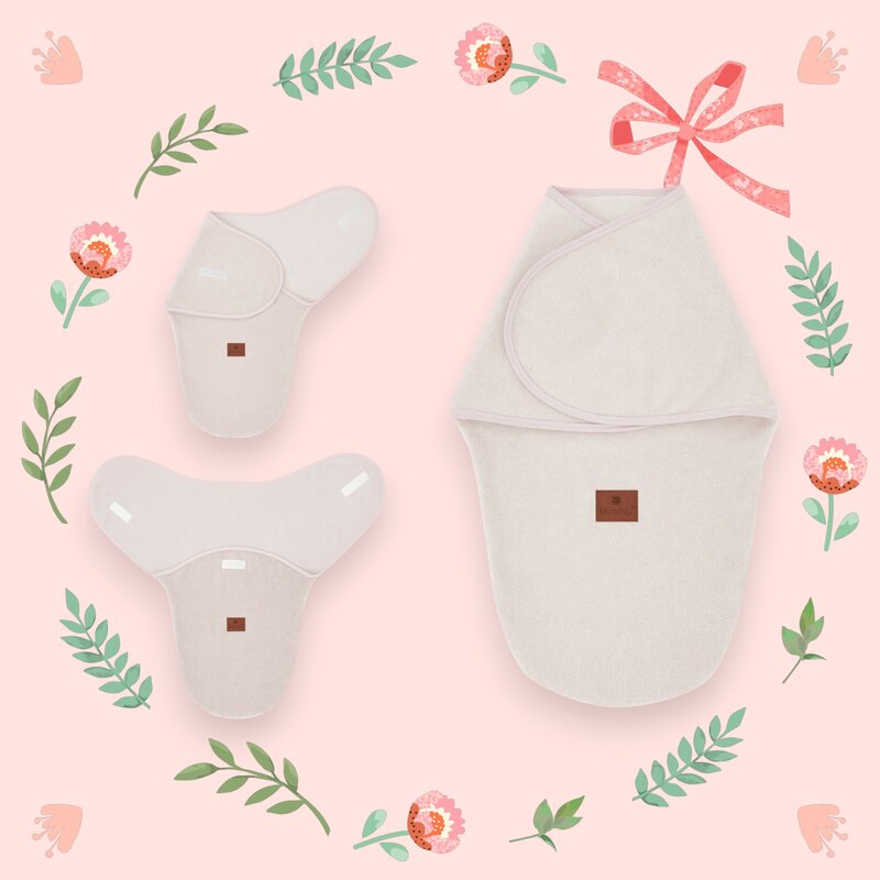 Sistem de infasare, MimiNu, Pentru bebe, 0 - 3 luni, Din tesatura thermofrotte, Powder Pink