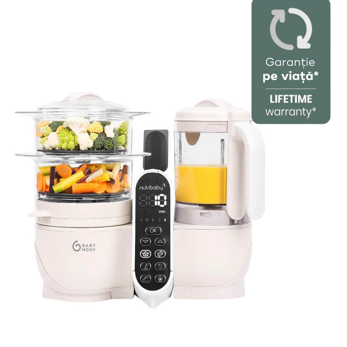 Babymoov - Robot multifunctional 5 in 1 Nutribaby (+) Mineral Beige - gogobaby.ro