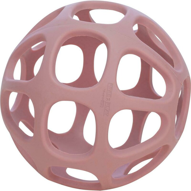 Minge, Free2Play, Pentru dentitie, Moale, Din silicon alimentar, Fara BPA, Dezvolta abilitatile motorii si coordonarea ochi-mana, Usor de curatat, Diametru 11 cm, 0 luni+, Pink