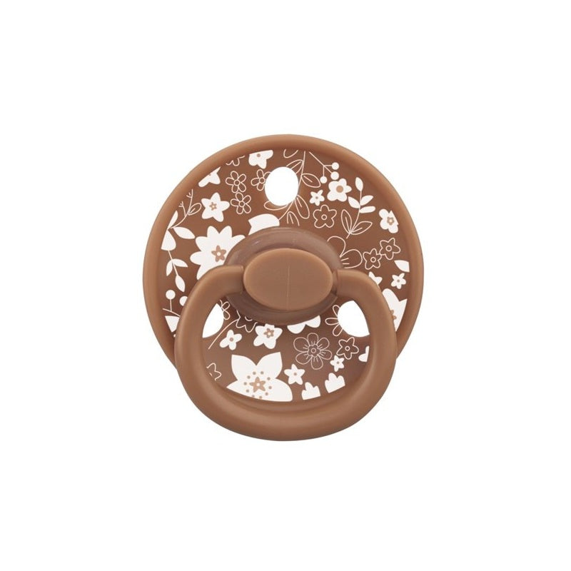 Suzeta din silicon cu cutie de depozitare, 0-6 Luni, Mombella Ciupercuta Fancy - Mocha Mousse