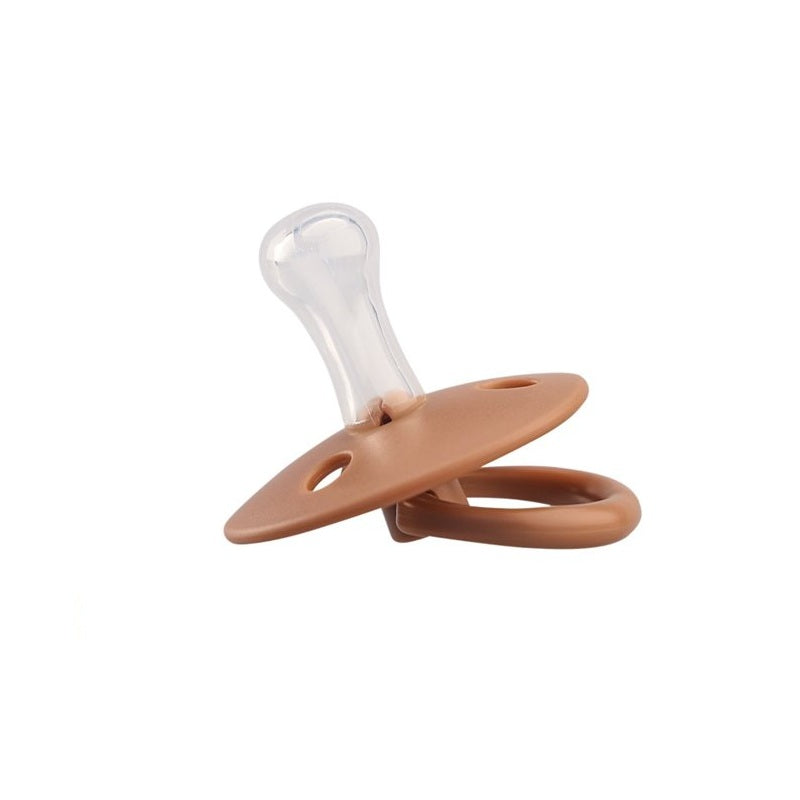 Suzeta din silicon cu cutie de depozitare, 0-6 Luni, Mombella Ciupercuta Fancy - Mocha Mousse