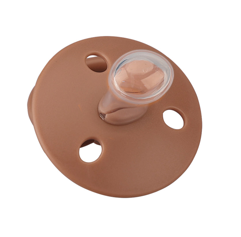 Suzeta din silicon cu cutie de depozitare, 0-6 Luni, Mombella Ciupercuta Fancy - Mocha Mousse