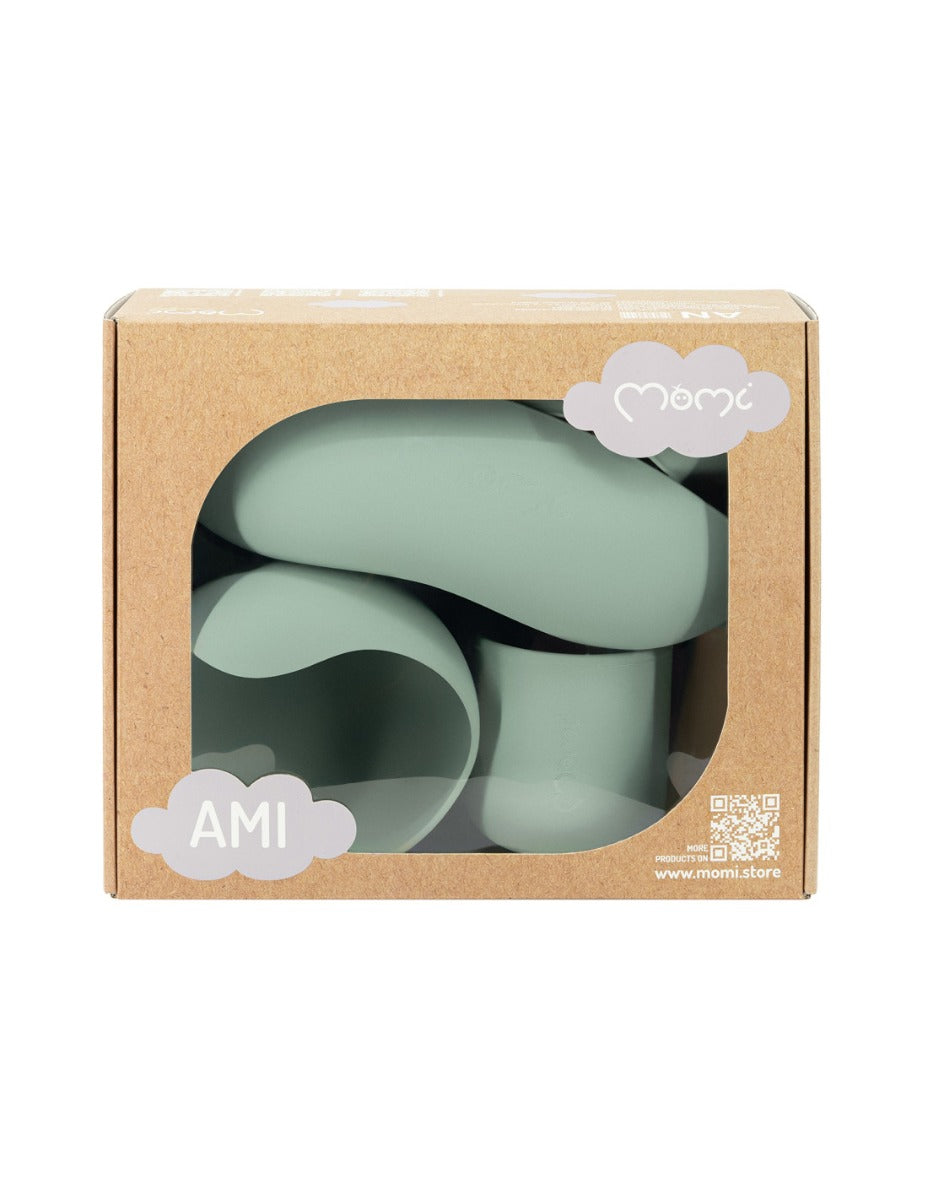 Set pentru diversificare din silicon, Momi Ami - Green - gogobaby.ro