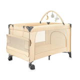 Patut pliabil cu doua nivele si masuta de infasat, 60x120 cm, Momi, Belove Plus -Beige