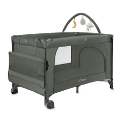 Patut pliabil cu doua nivele si masuta de infasat, 60x120 cm, Momi, Belove Plus - Green