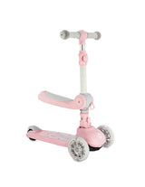 Trotineta transformabila cu sezut pliabil si lumini LED, Momi Debe - Pink