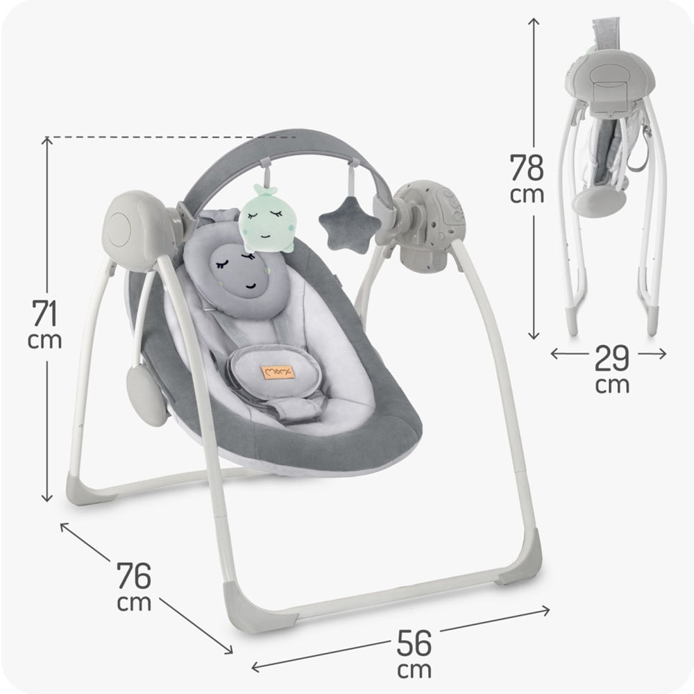 Leagan Electric pentru Bebeluşi MoMi Liss - Grey - gogobaby.ro
