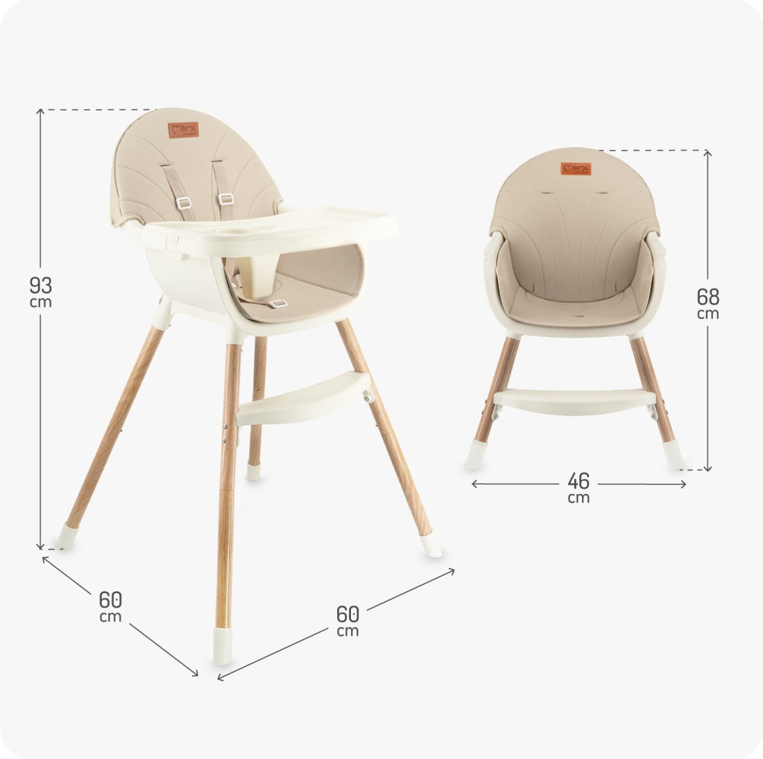 Scaun de masa copii Momi Reki, Piele ecologica, Beige
