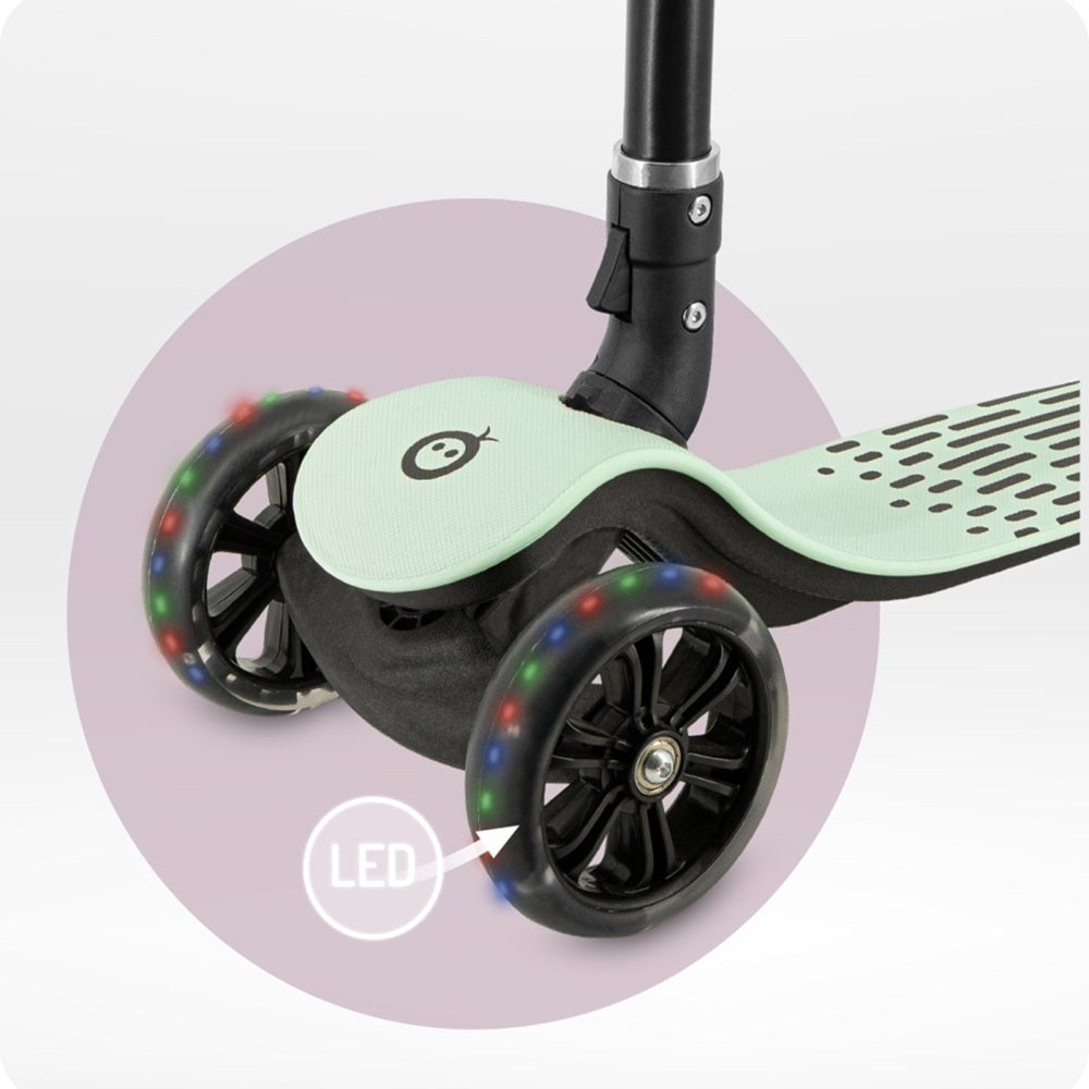 Trotineta pliabila cu roti LED pentru copii, 3 Ani+, MoMi San - Verde