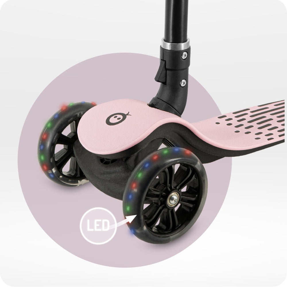 Trotineta pliabila cu roti LED pentru copii, 3 Ani+, MoMi San - Roz