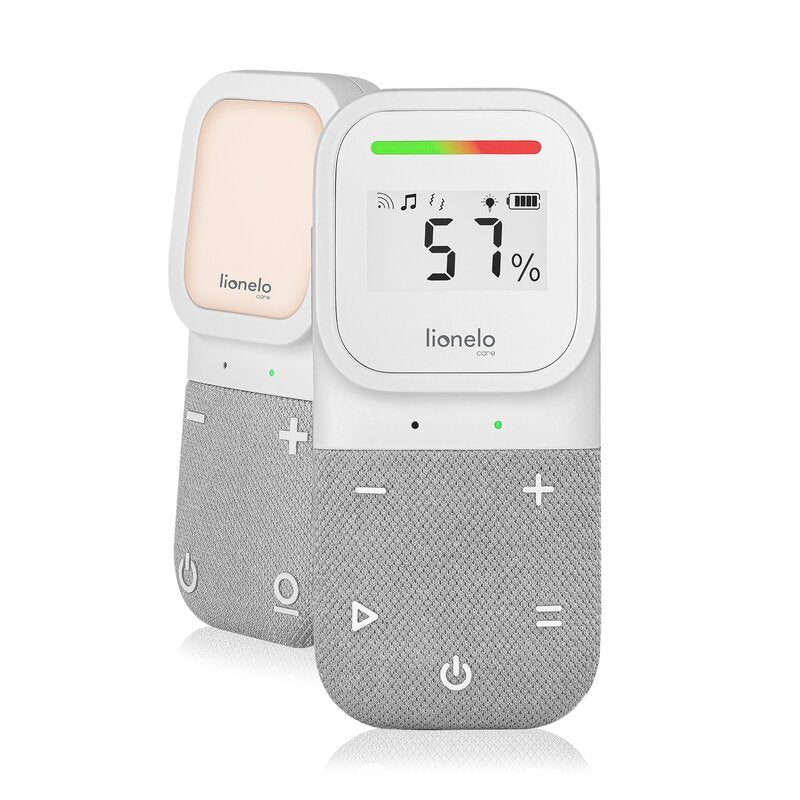 Monitor, Lionelo, Babyline 2.3, Comunicare bidirectionala, Cantece de leagan, sunete ambientale si zgomote din natura, Cu Vibratii si LED-uri, Cu senzor temperatura, Cu raza de actiune 70/400m, Portabil, Alb
