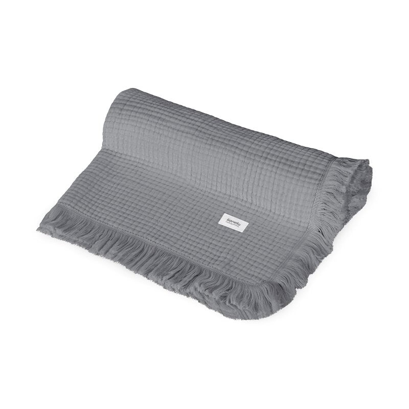 Muselina, Lionelo, Din bumbac, Lavabila la masina de spalat, Dimensiune mare 70x100 cm, Gri