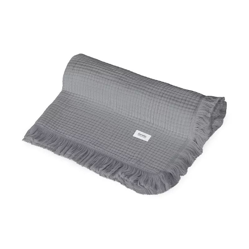 Muselina, Lionelo, Din bumbac, Lavabila la masina de spalat, Dimensiune mare 70x100 cm, Gri