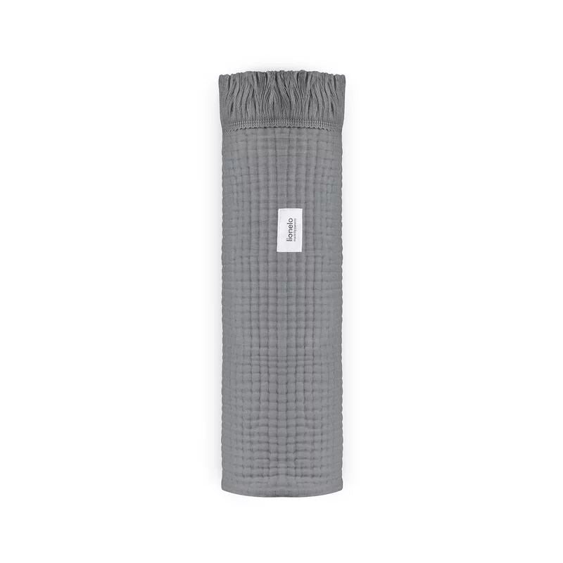 Muselina, Lionelo, Din bumbac, Lavabila la masina de spalat, Dimensiune mare 70x100 cm, Gri