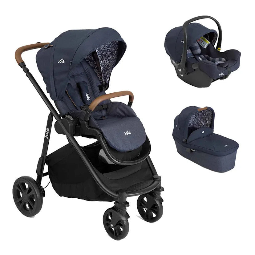 Joie - Carucior pentru copii multifunctional 3 in 1 Versatrax E Navy Blazer (Carucior Versatrax E + Landou Ramble + scoica i-Snug) - gogobaby.ro
