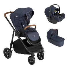 Joie - Carucior pentru copii multifunctional 3 in 1 Versatrax E Navy Blazer (Carucior Versatrax E + Landou Ramble + scoica i-Snug)