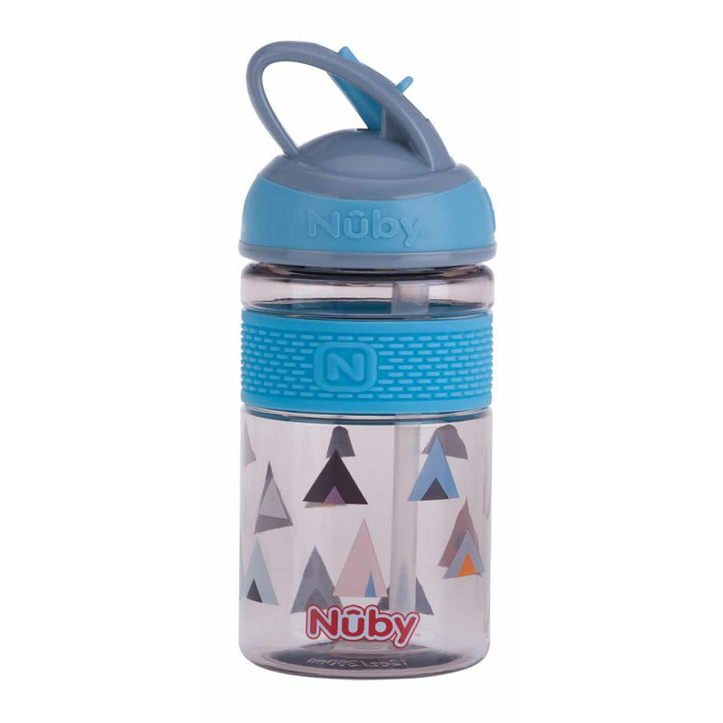 Cana, Nuby, 2 in 1, Cu pai incorporat, Din materialul ecologic tritan, Rezistenta, 360 ml, 3+ ani, Albastru - gogobaby.ro