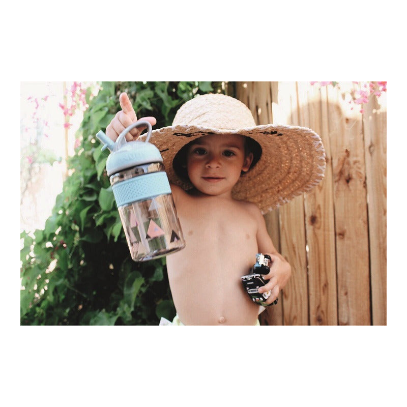 Cana, Nuby, 2 in 1, Cu pai incorporat, Din materialul ecologic tritan, Rezistenta, 360 ml, 3+ ani, Albastru - gogobaby.ro