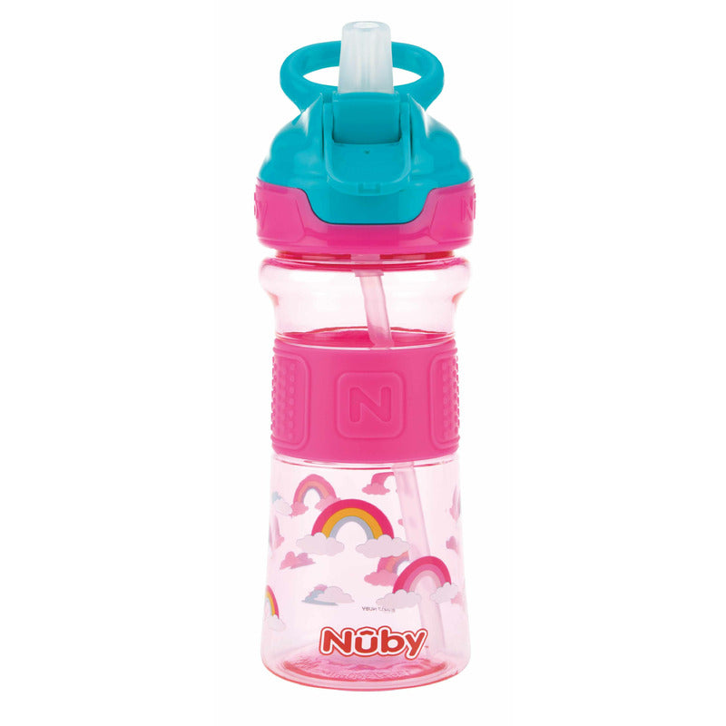 Cana sport, Nuby, Cu pai moale si pliabil, Din materialul ecologic tritan, Rezistenta, 360 ml, 3+ ani, Roz