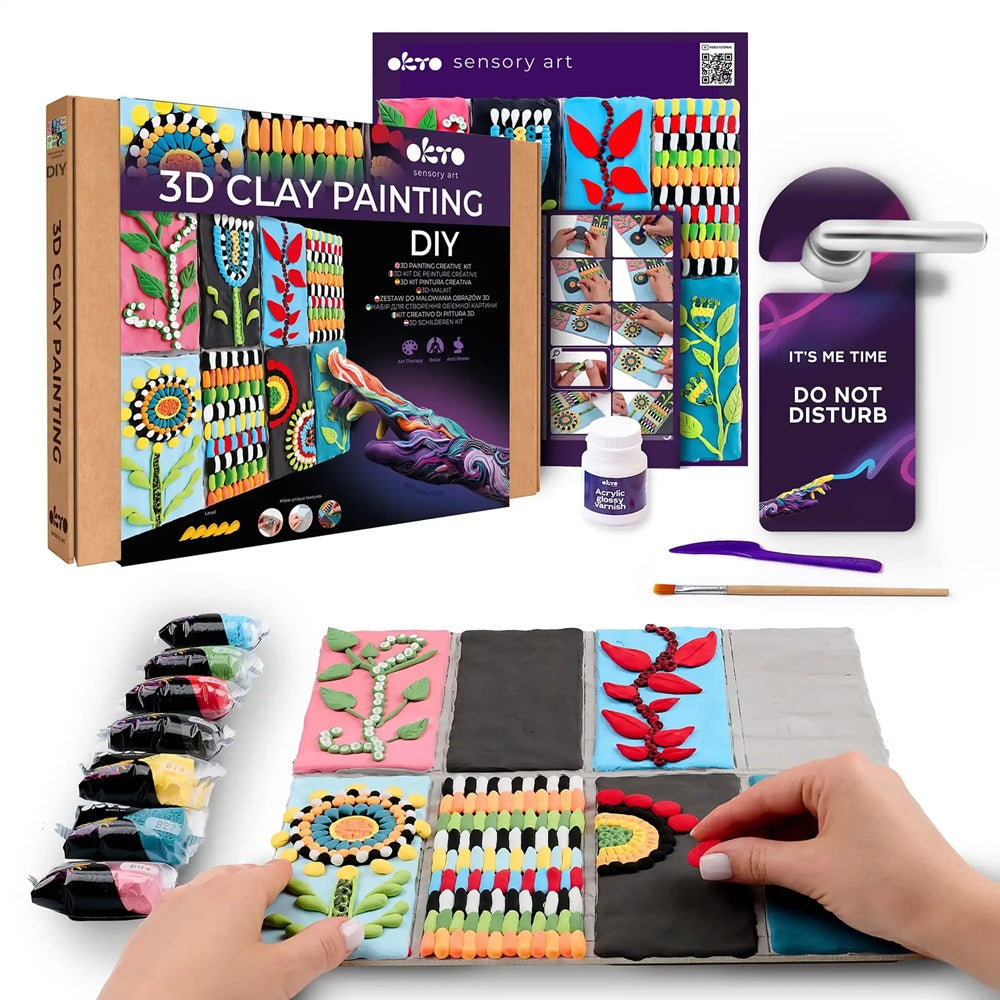 Set creativ de modelaj 3D OKTO Patchwork Garden, Air Clay, 14 ani+