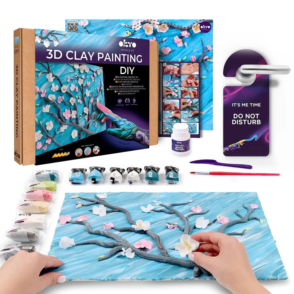 Set creativ de modelaj 3D OKTO Ramuri de migdal înflorit, Air Clay, 14 ani+
