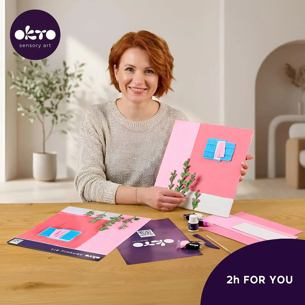 Set creativ de modelaj 3D OKTO Pink Morning, Air Clay, 14 ani+