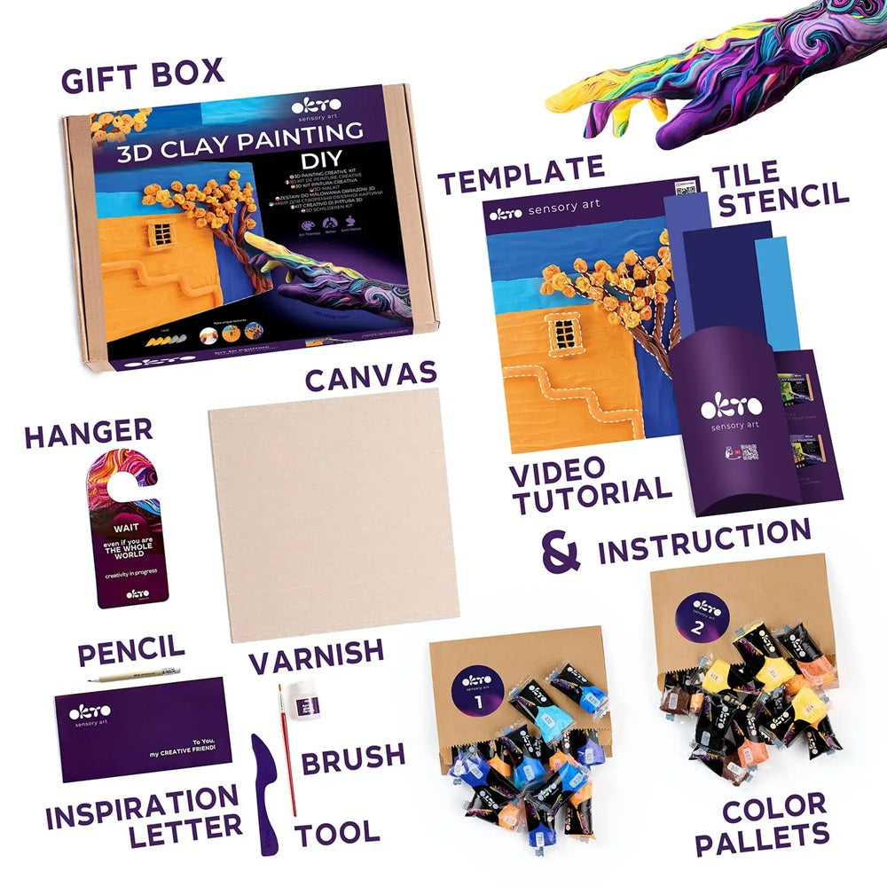 Set creativ de modelaj 3D OKTO Golden Afternoon, Air Clay, 14 ani+