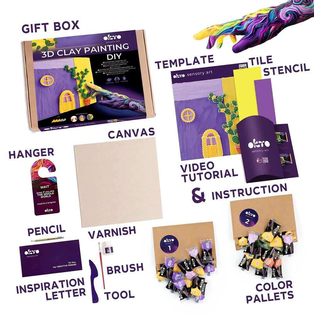 Set creativ de modelaj 3D OKTO Lavender Midday, Air Clay, 14 ani+