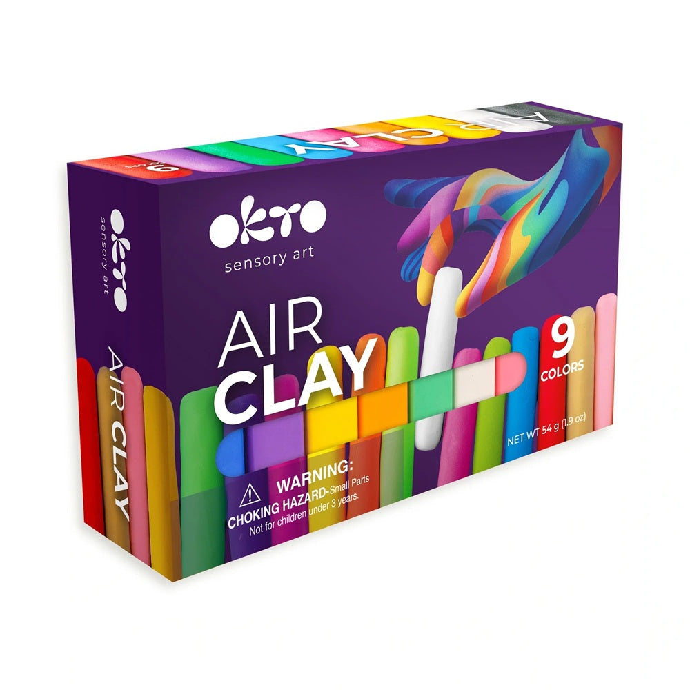 Set de modelaj OKTO Air Clay, 9 culori, 54 g, 3 ani+