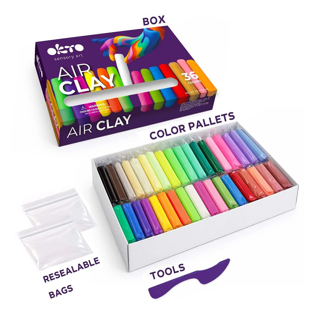 Set de modelaj OKTO Air Clay, 36 culori, 216 g, 3 ani+