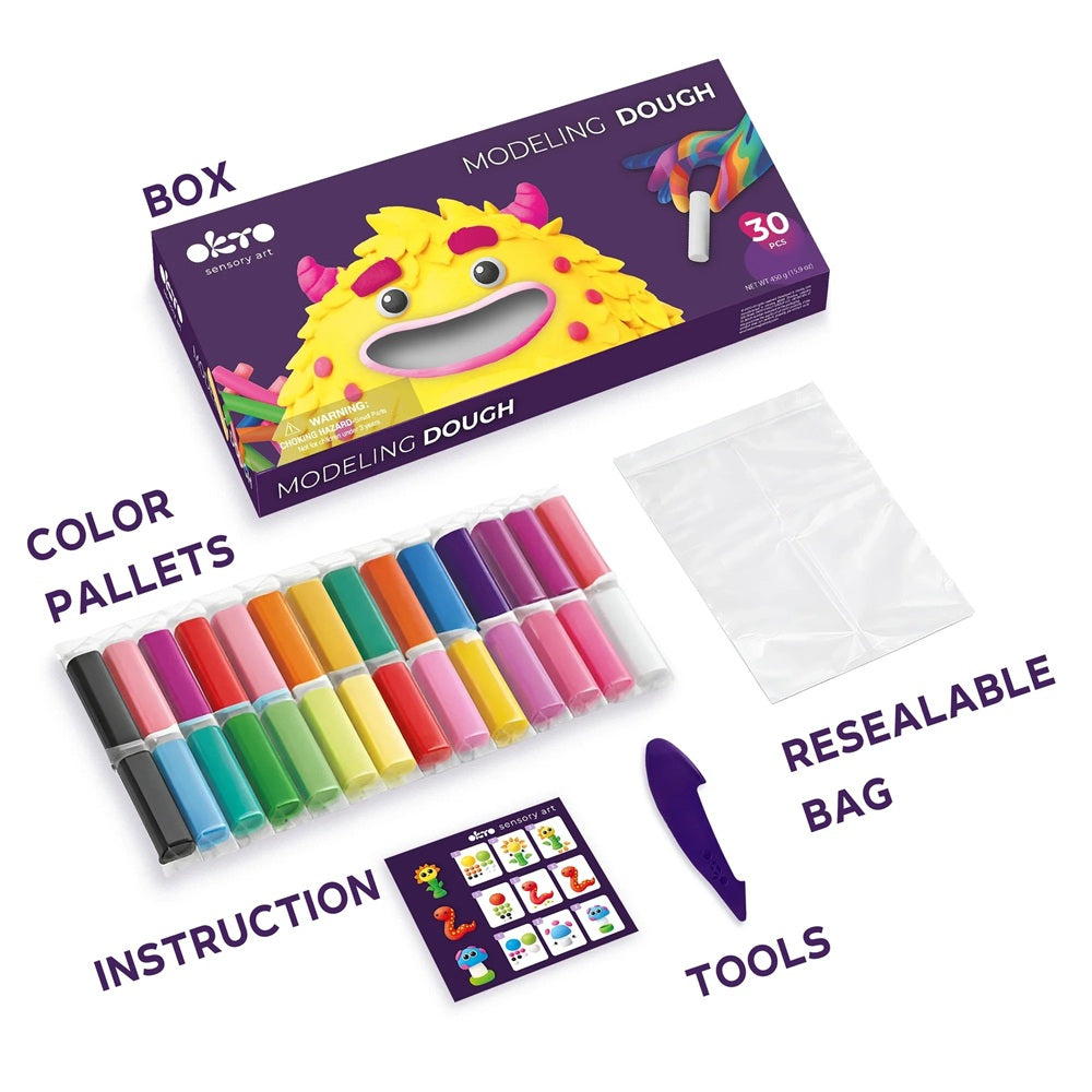 Set de plastilină pentru modelaj OKTO, 30 de batoane, 450 g, 3 ani+
