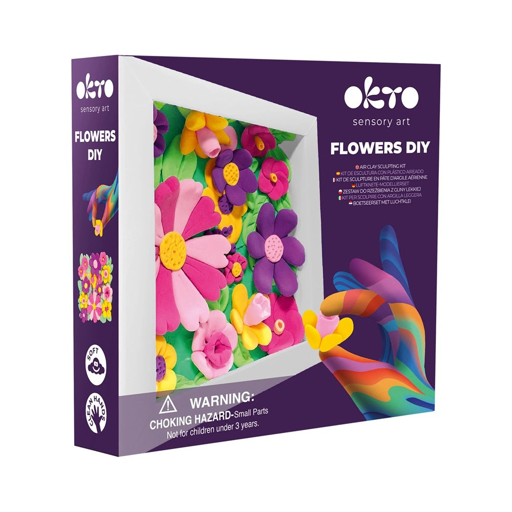 Set creativ de modelaj 3D OKTO Garden Flowers, Air Clay, 15 × 15 cm, 5 ani+