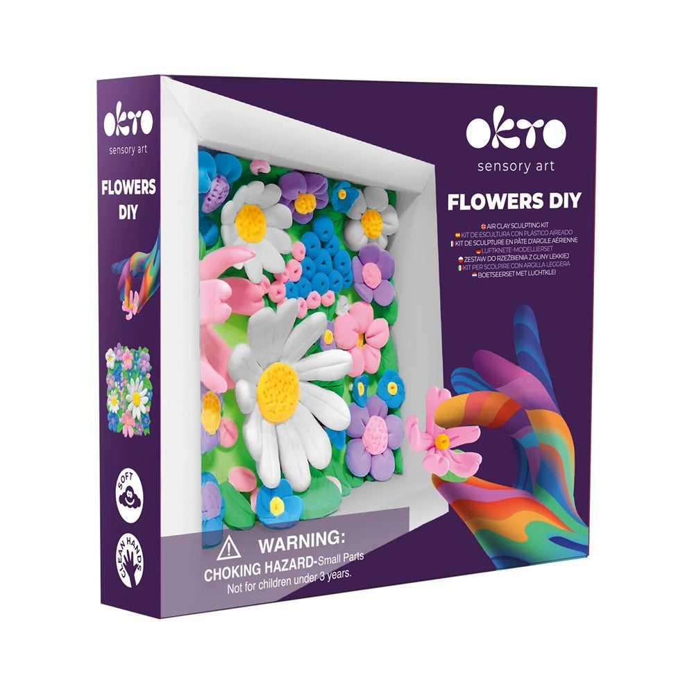 Set creativ de modelaj 3D OKTO Wildflowers, Air Clay, 15 × 15 cm, 5 ani+