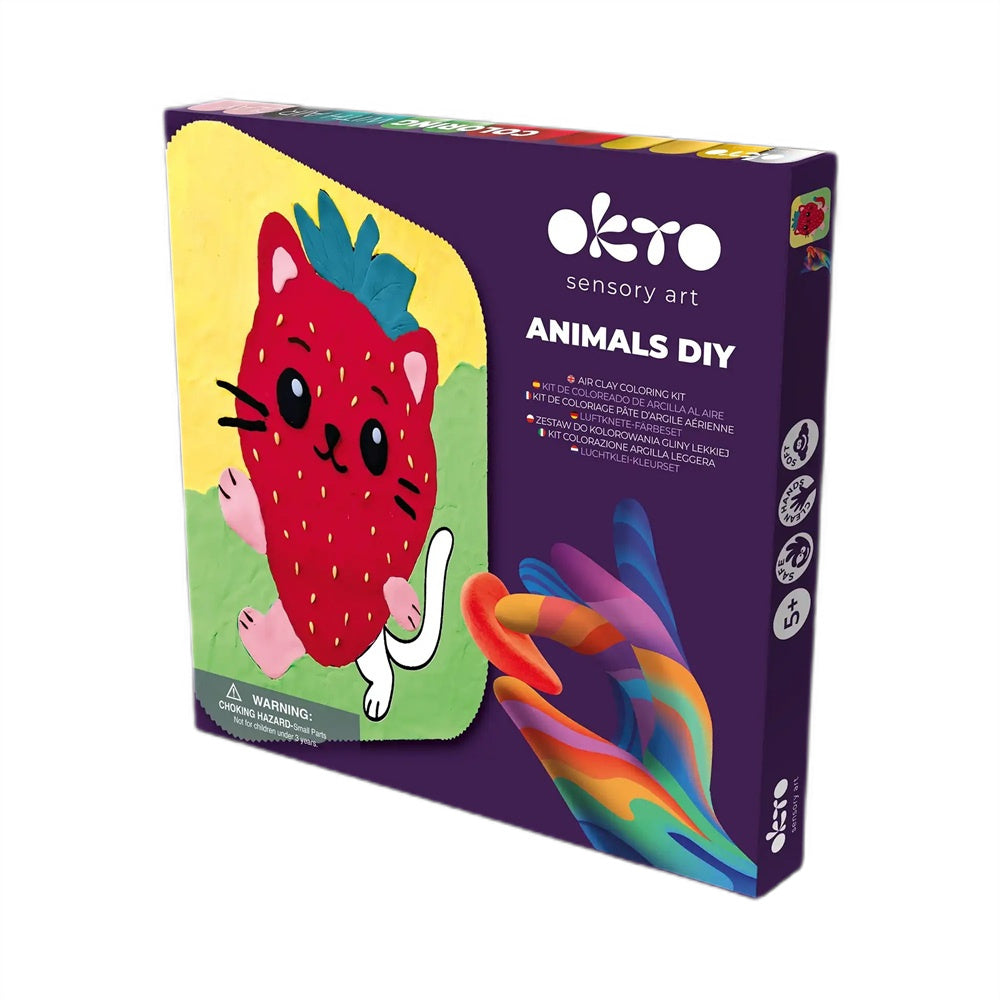 Set creativ de modelaj 3D OKTO Pisoi, Air Clay, 24 × 24 cm, 5 ani+
