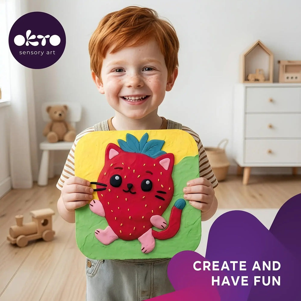 Set creativ de modelaj 3D OKTO Pisoi, Air Clay, 24 × 24 cm, 5 ani+