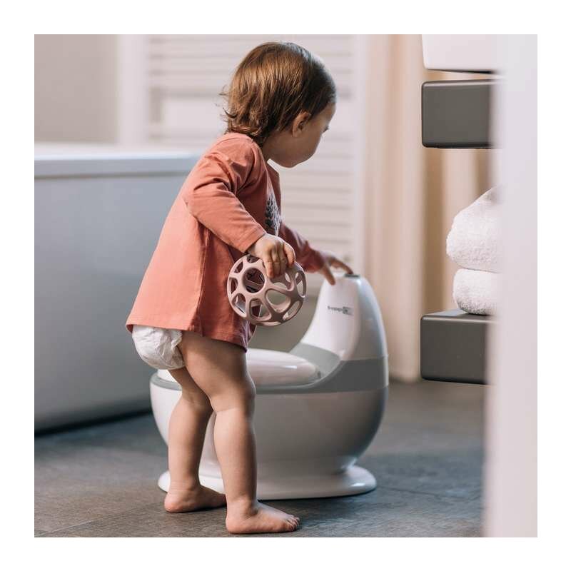Olita educativa, FreeON, Trainer, Minitoaleta, Cu spatiu pentru hartie/servetele, Cu sunet realist de tras apa, Pana la 25 kg, 3 ani+, White/Grey - gogobaby.ro
