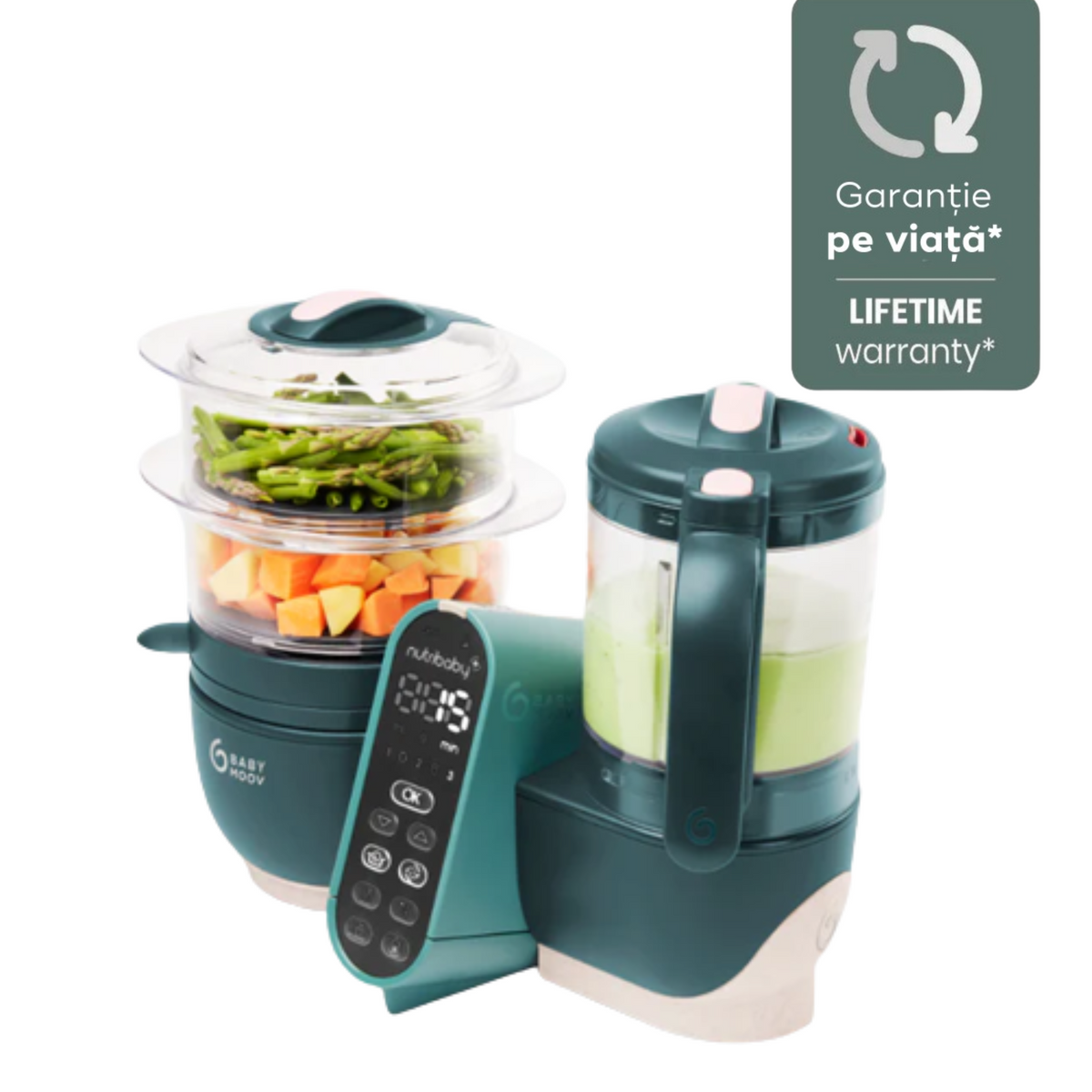 Babymoov - Robot multifunctional Nutribaby + 6 in 1 Opal Green - gogobaby.ro