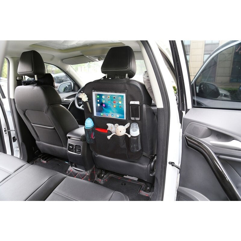 Organizator auto, Petite&Mars, Cu suport pentru tableta, Cu multiple buzunare, Black - gogobaby.ro