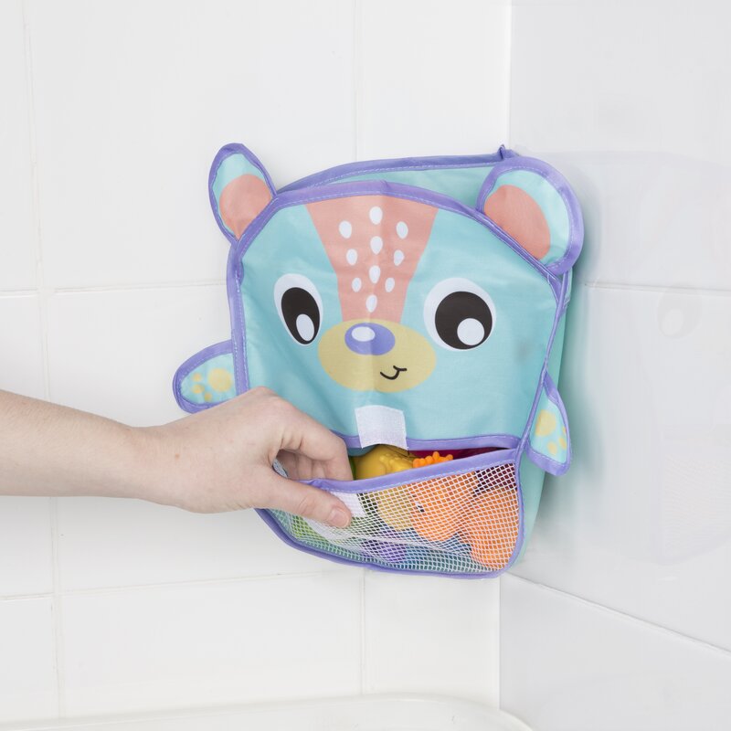 Organizator de baie, Playgro, Pentru jucarii, Cu ventuze, Rezistent la apa si mucegai, Inchidere prin velcro, 6 luni+, Bear, Multicolor