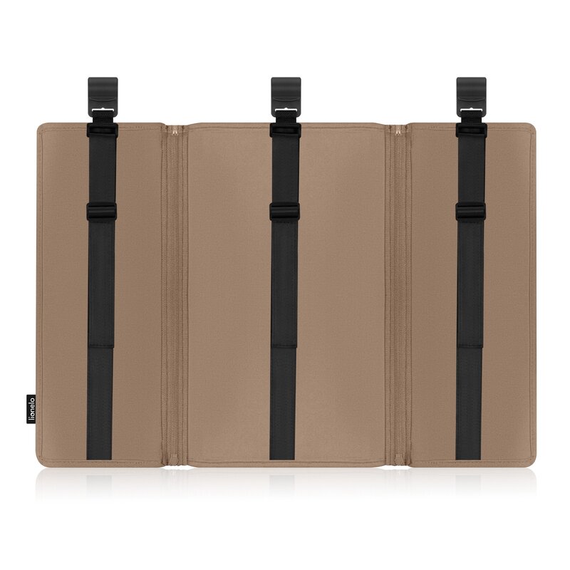 Organizator multifunctional, Lionelo, Sidepocket L, 58x11x58 cm, 3 parti independente cu multiple buzunare, Universal, Constructie ranforsata, Bej